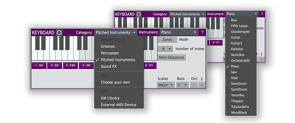 keyboard select instrument