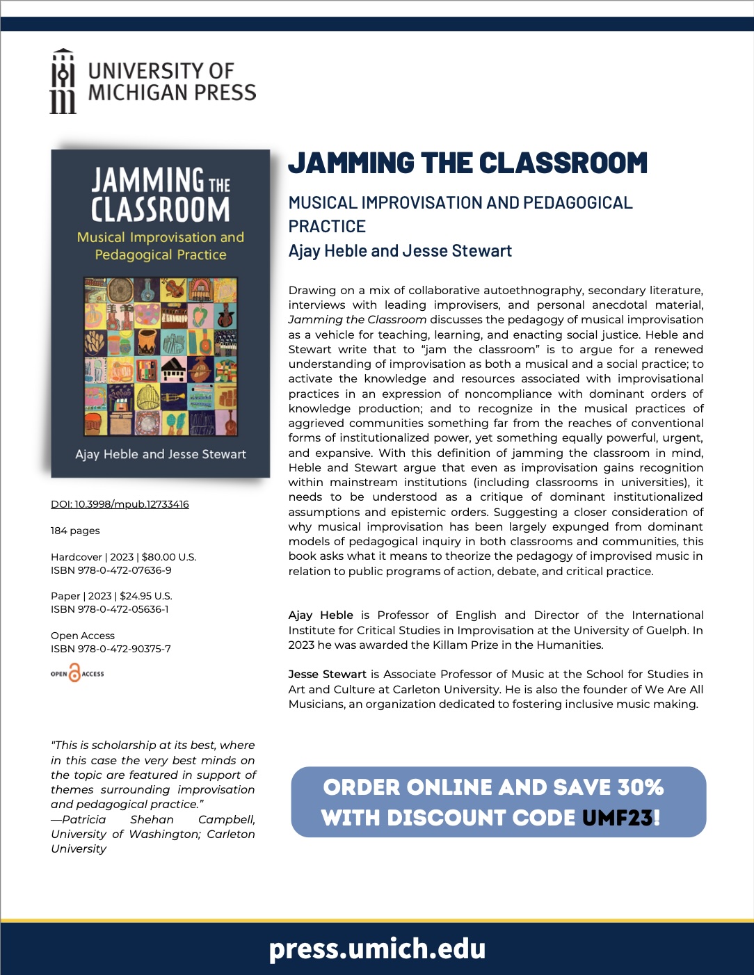 poster of Jamming the Classroom book